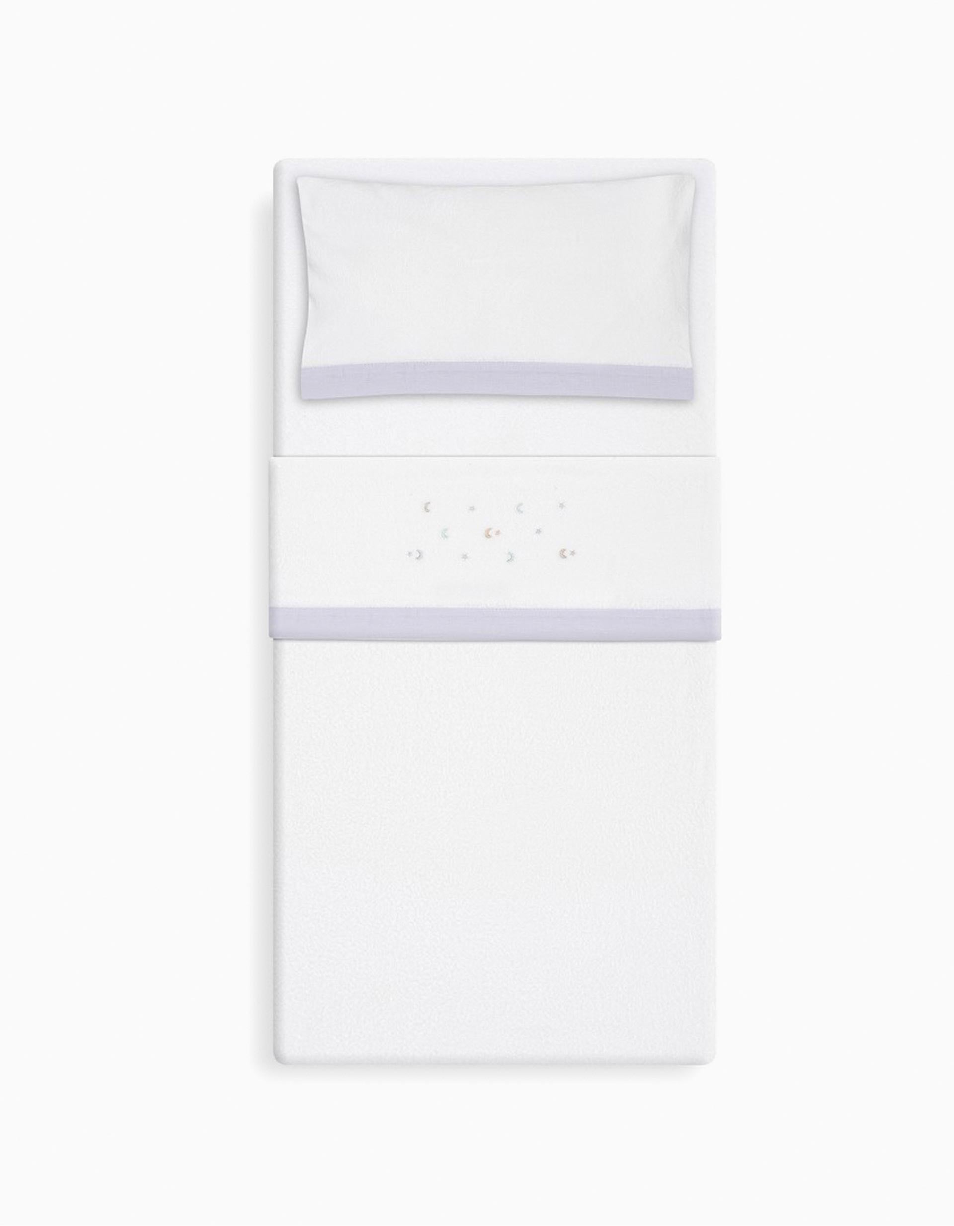 Conjunto de Lençóis 3 Pcs Interbaby Coralina 60X120cm, Estrelas Cinza