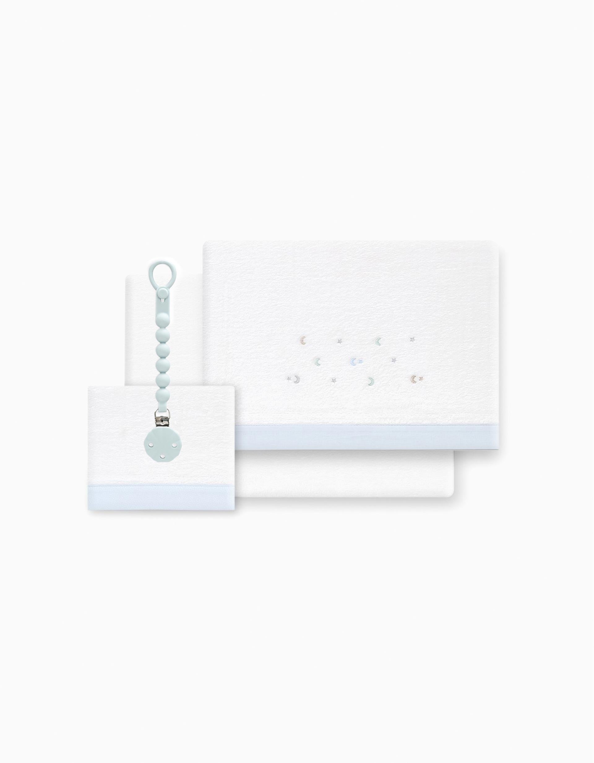 Conjunto de Lençóis 3 Pcs Interbaby Flanela 60X120cm, Estrelas Azul