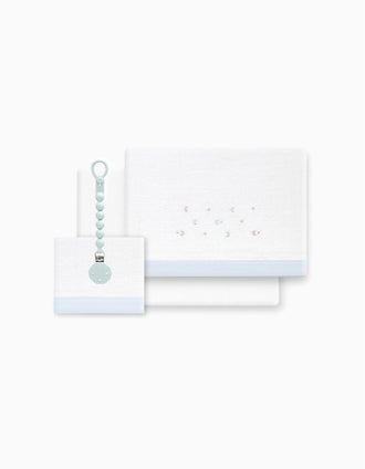 Set de Literie 3 Pcs Interbaby Flanelle 60X120cm, Étoiles Bleu