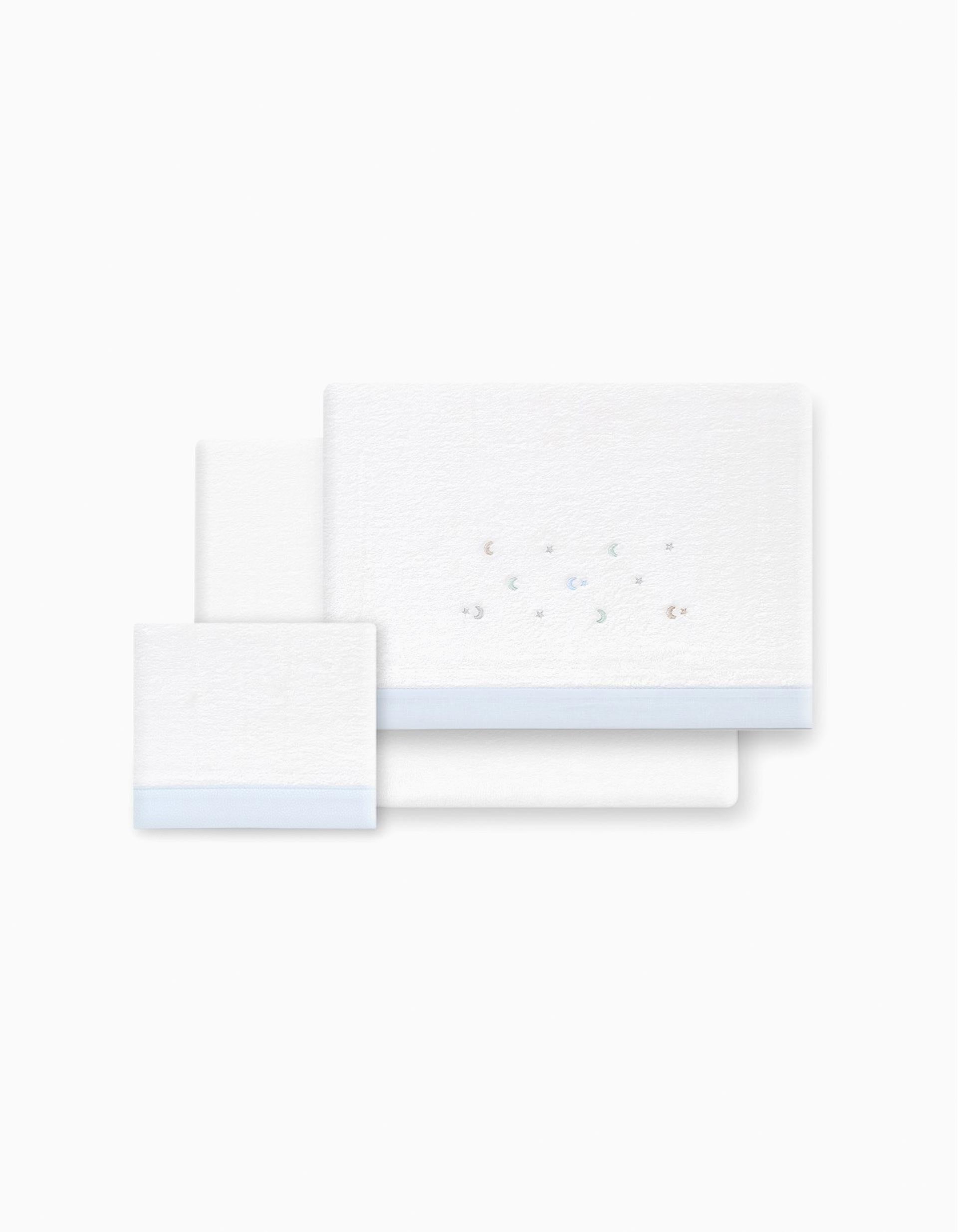 Conjunto de Lençóis 3 Pcs Interbaby Flanela 60X120cm, Estrelas Azul