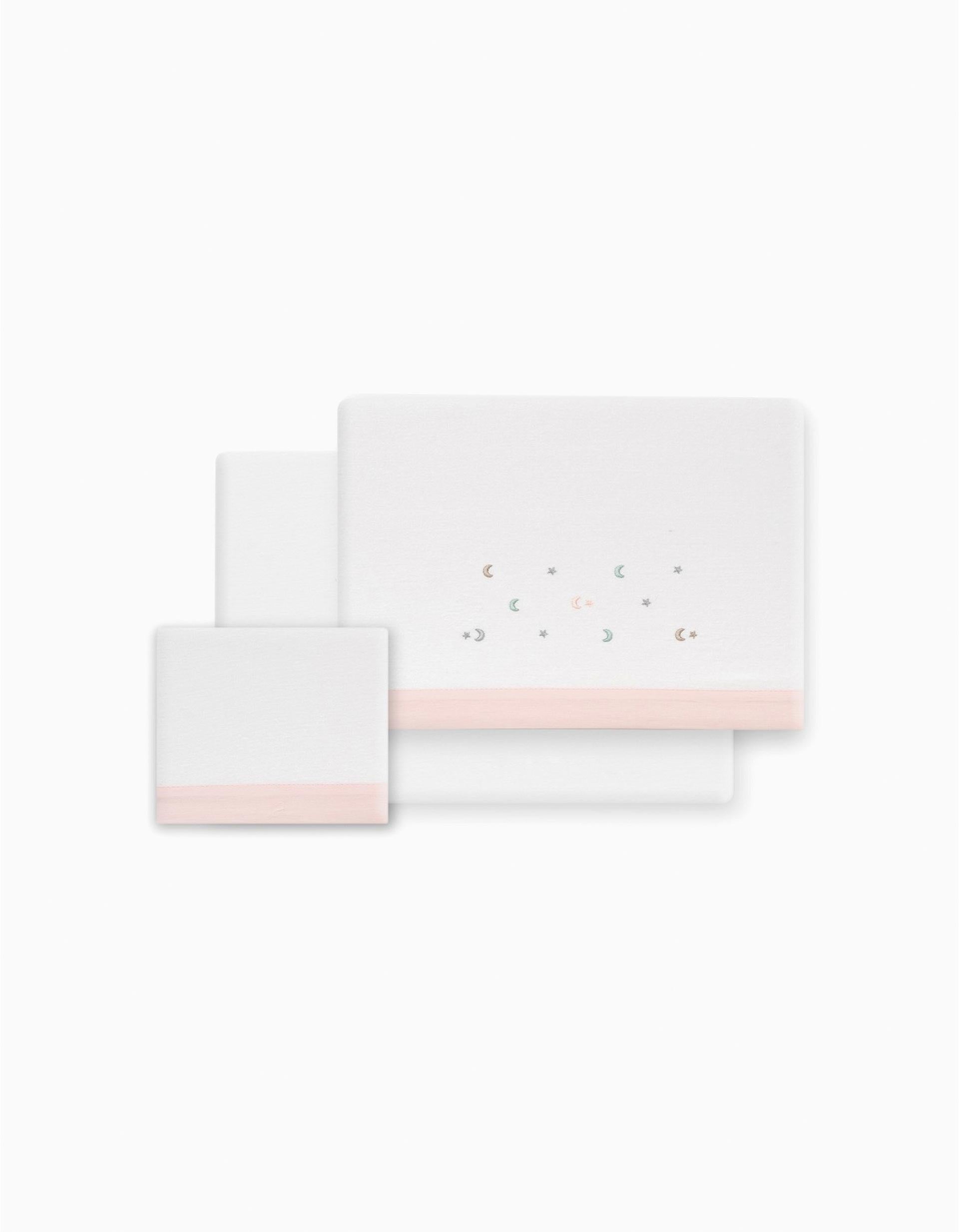 Conjunto de Lençóis 3 Pcs Interbaby Flanela 60X120cm, Estrelas Rosa