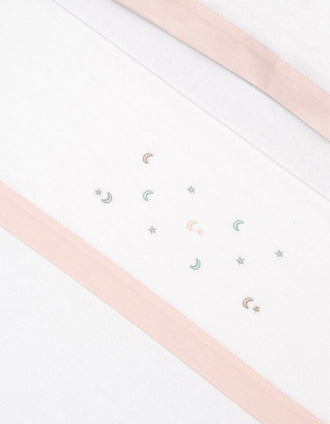 Set de Literie 3 Pcs Interbaby Flanelle 60X120cm, Étoiles Rose
