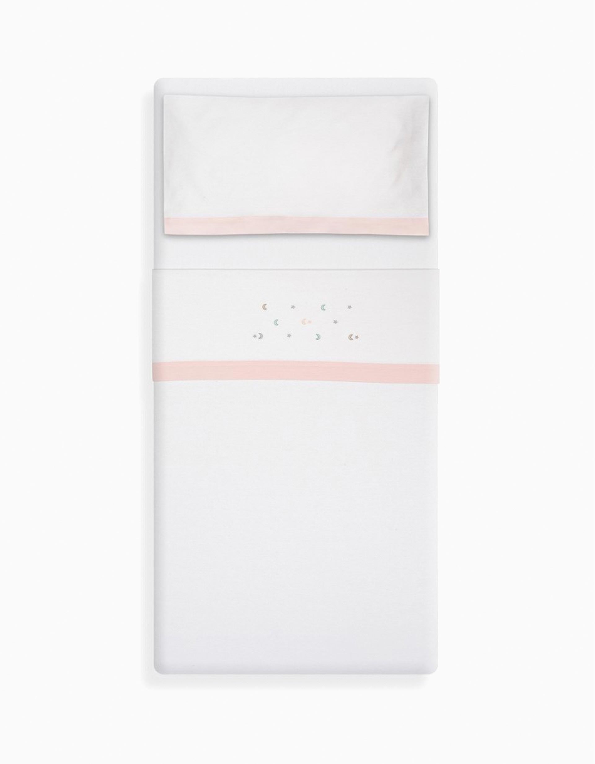 Conjunto de Lençóis 3 Pcs Interbaby Flanela 60X120cm, Estrelas Rosa