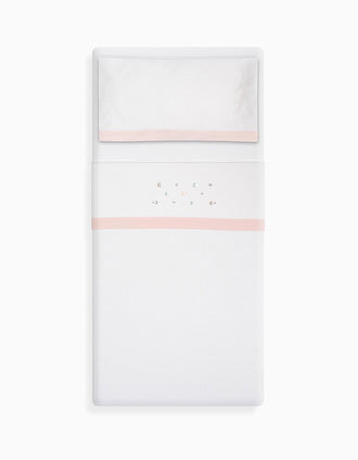 Set de Literie 3 Pcs Interbaby Flanelle 60X120cm, Étoiles Rose