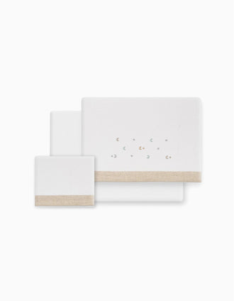 Set de Literie 3 Pcs Interbaby Flanelle 60X120cm, Étoiles Beige