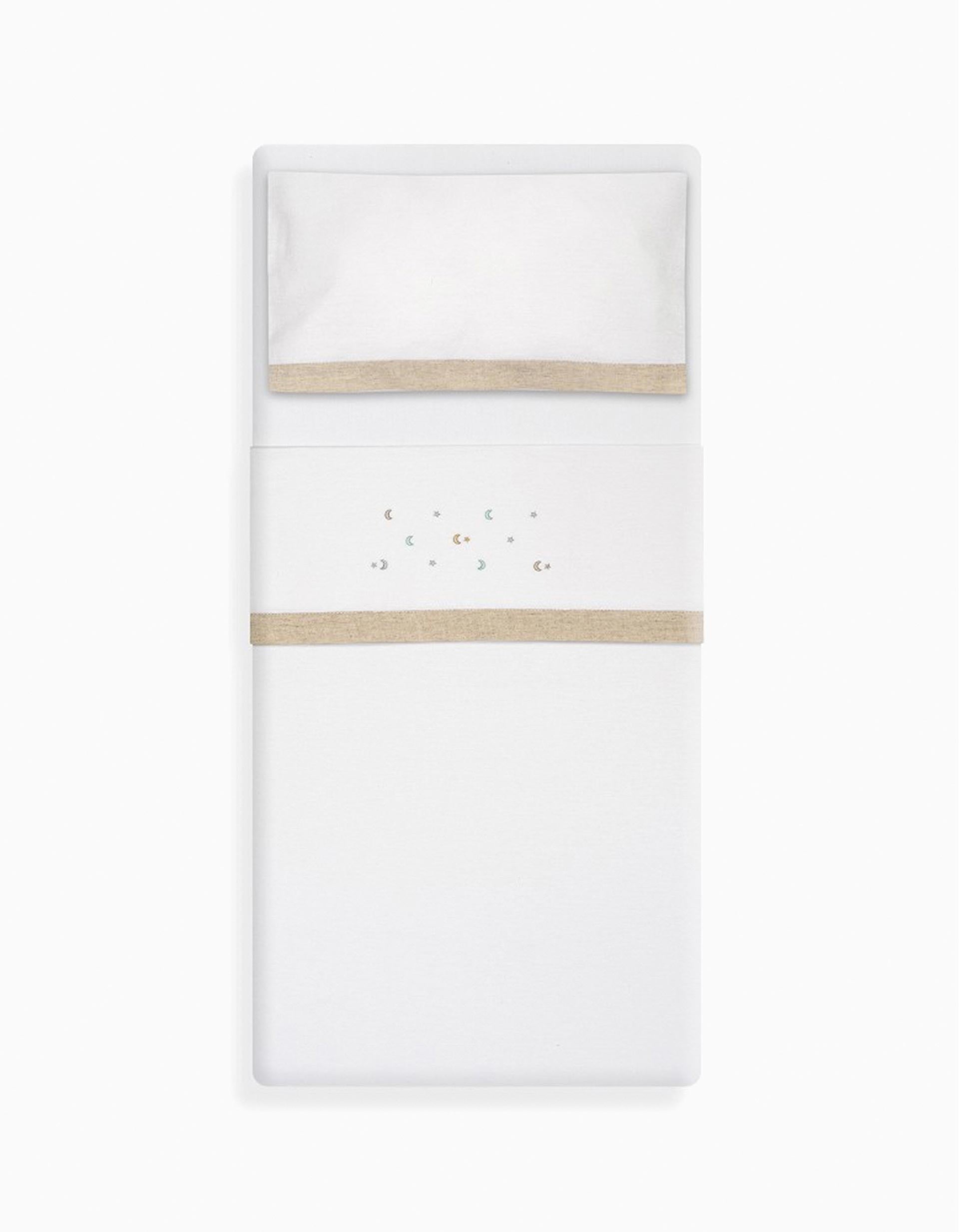 Conjunto de Lençóis 3 Pcs Interbaby Flanela 60X120cm, Estrelas Bege