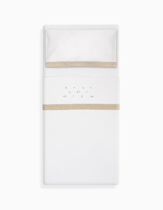 Set de Literie 3 Pcs Interbaby Flanelle 60X120cm, Étoiles Beige