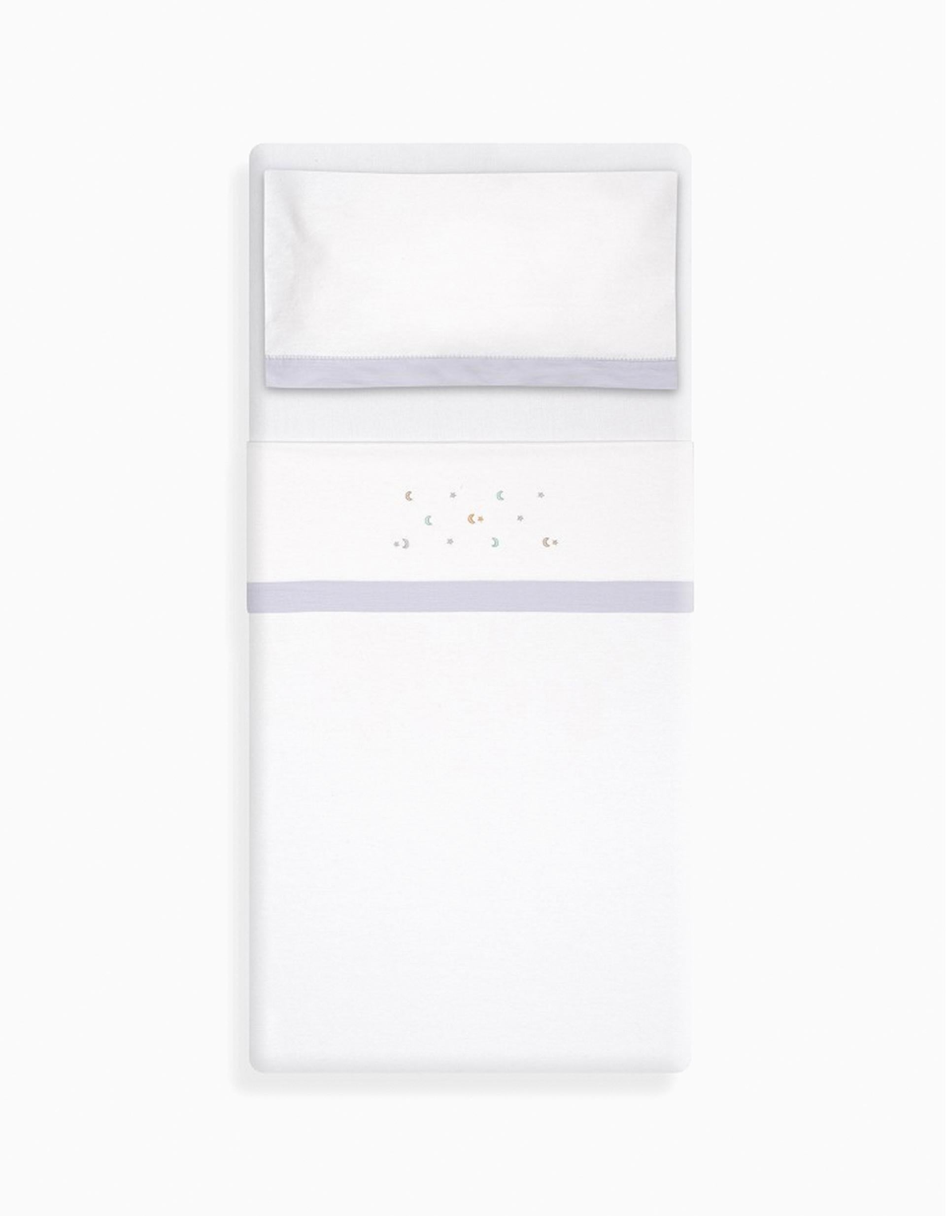 Conjunto de Lençóis 3 Pcs Interbaby Flanela 60X120cm, Estrelas Cinza