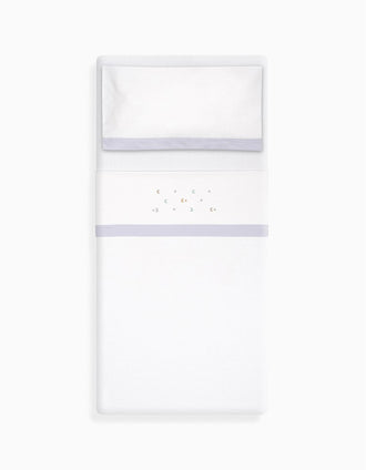 Bedding Set 3 Pcs Interbaby Flannel 60X120Cm, Stars Grey