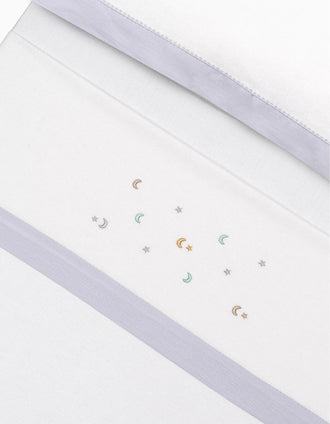 Bedding Set 3 Pcs Interbaby Flannel 60X120Cm, Stars Grey