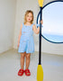 Cotton playsuit with print Carolina Celas x Zippy for girls, light blue