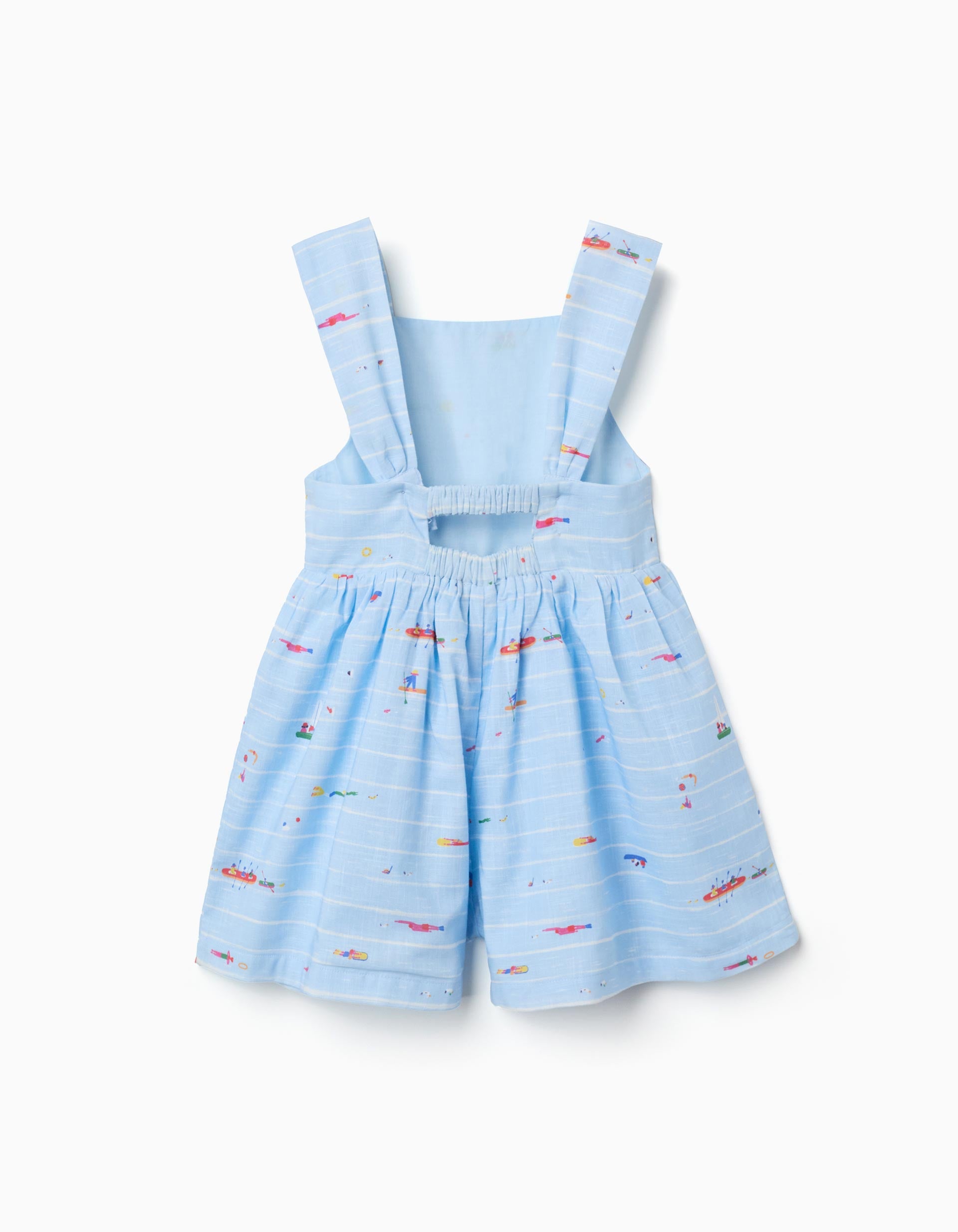 Cotton playsuit with print Carolina Celas x Zippy for girls, light blue