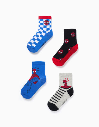 Lot de 4 paires de chaussettes Spider-Man pour garçon, multicolore