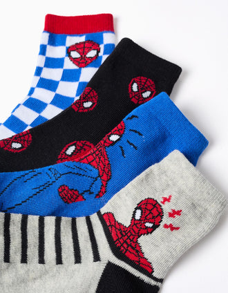 Lot de 4 paires de chaussettes Spider-Man pour garçon, multicolore