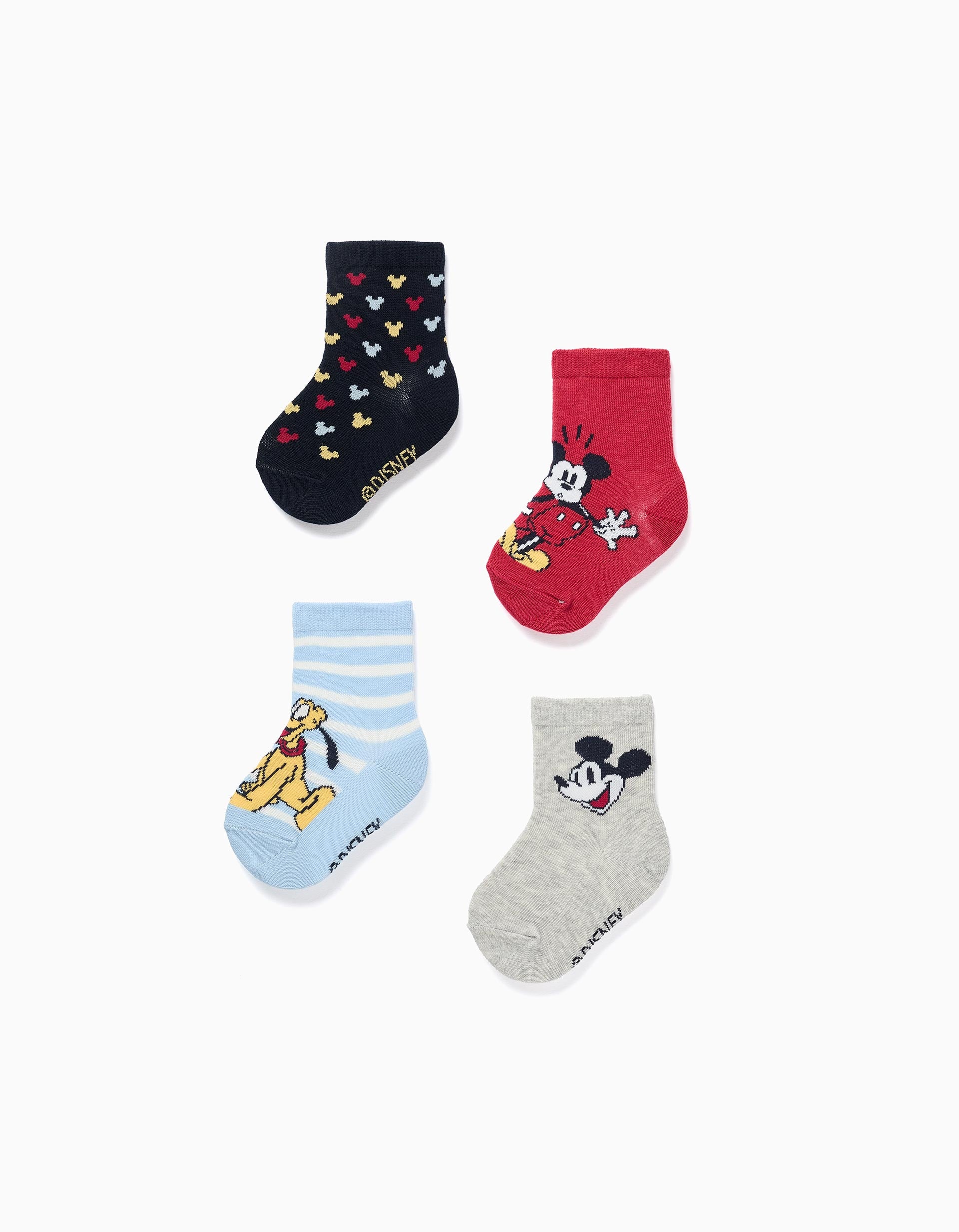 4 paires de chaussettes Mickey et Pluto pour bébé garçon, multicolore
