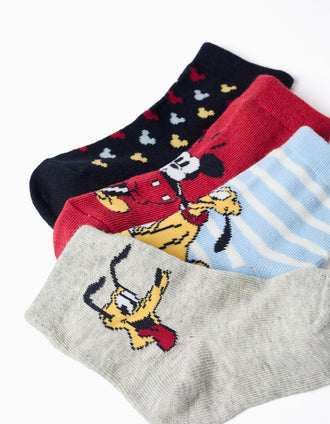 4 paires de chaussettes Mickey et Pluto pour bébé garçon, multicolore