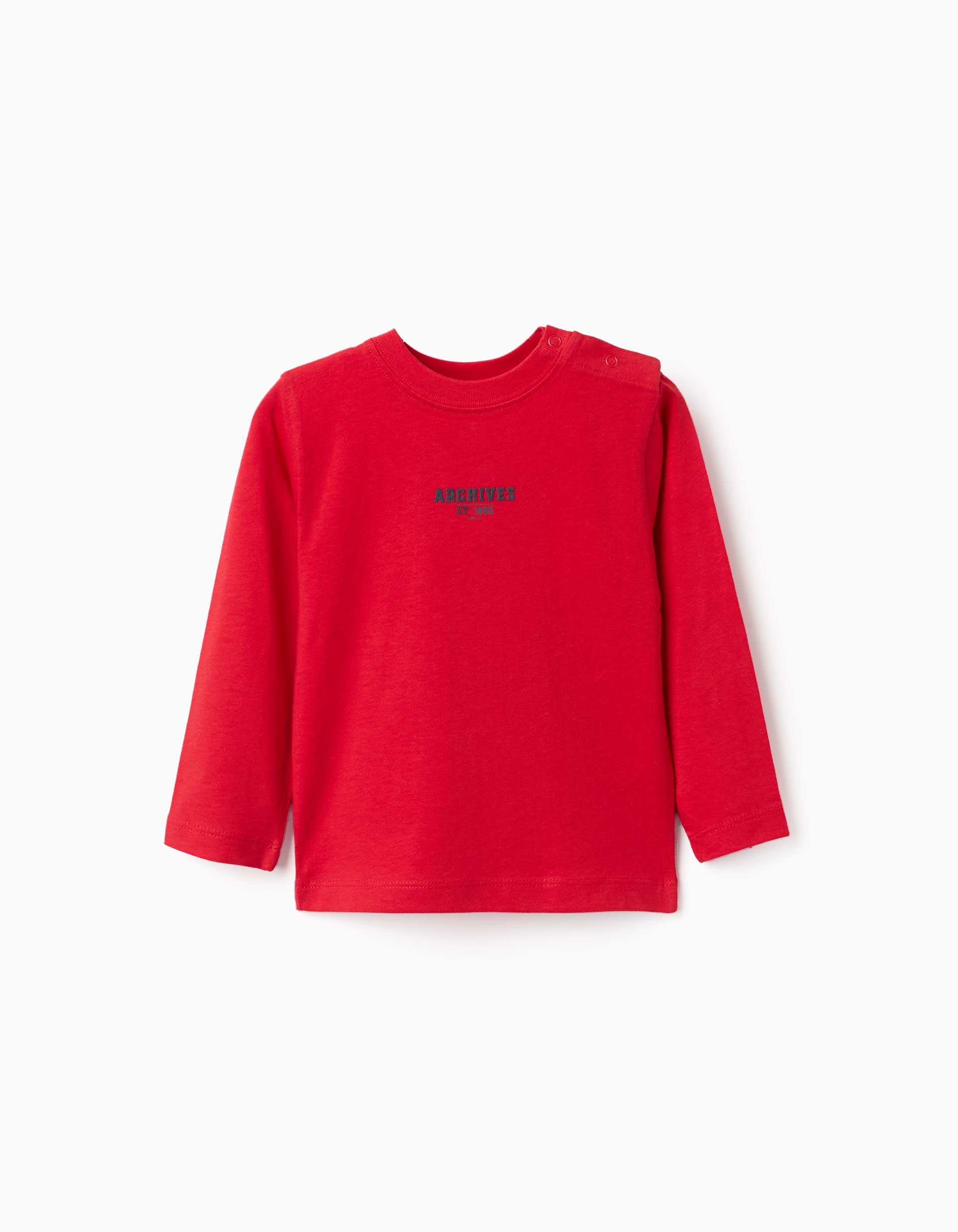 T-shirt à manches longues et imprimé ZY pour bébé garçon, rouge