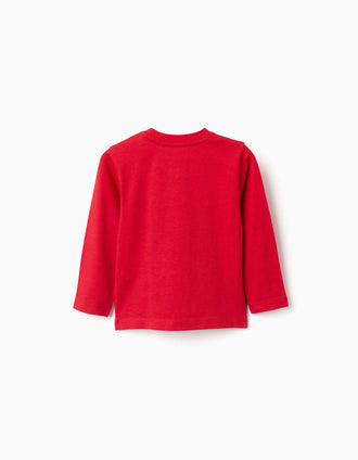 T-shirt à manches longues et imprimé ZY pour bébé garçon, rouge
