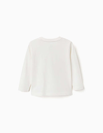 T-shirt à manches longues et imprimé ZY pour bébé garçon, blanc