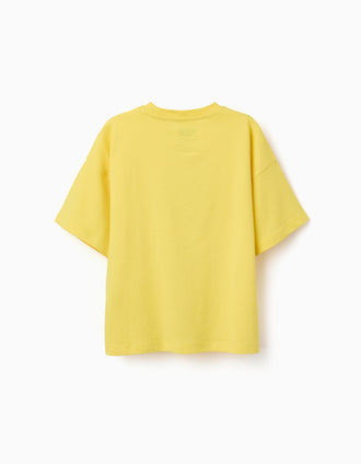 T-shirt de algodão com estampado do Tweety para criança, amarelo