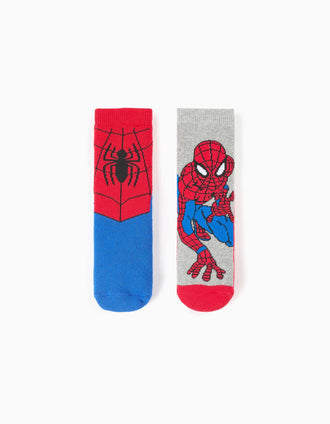 2 chaussettes en éponge antidérapantes Spider-Man pour garçon, multicolore