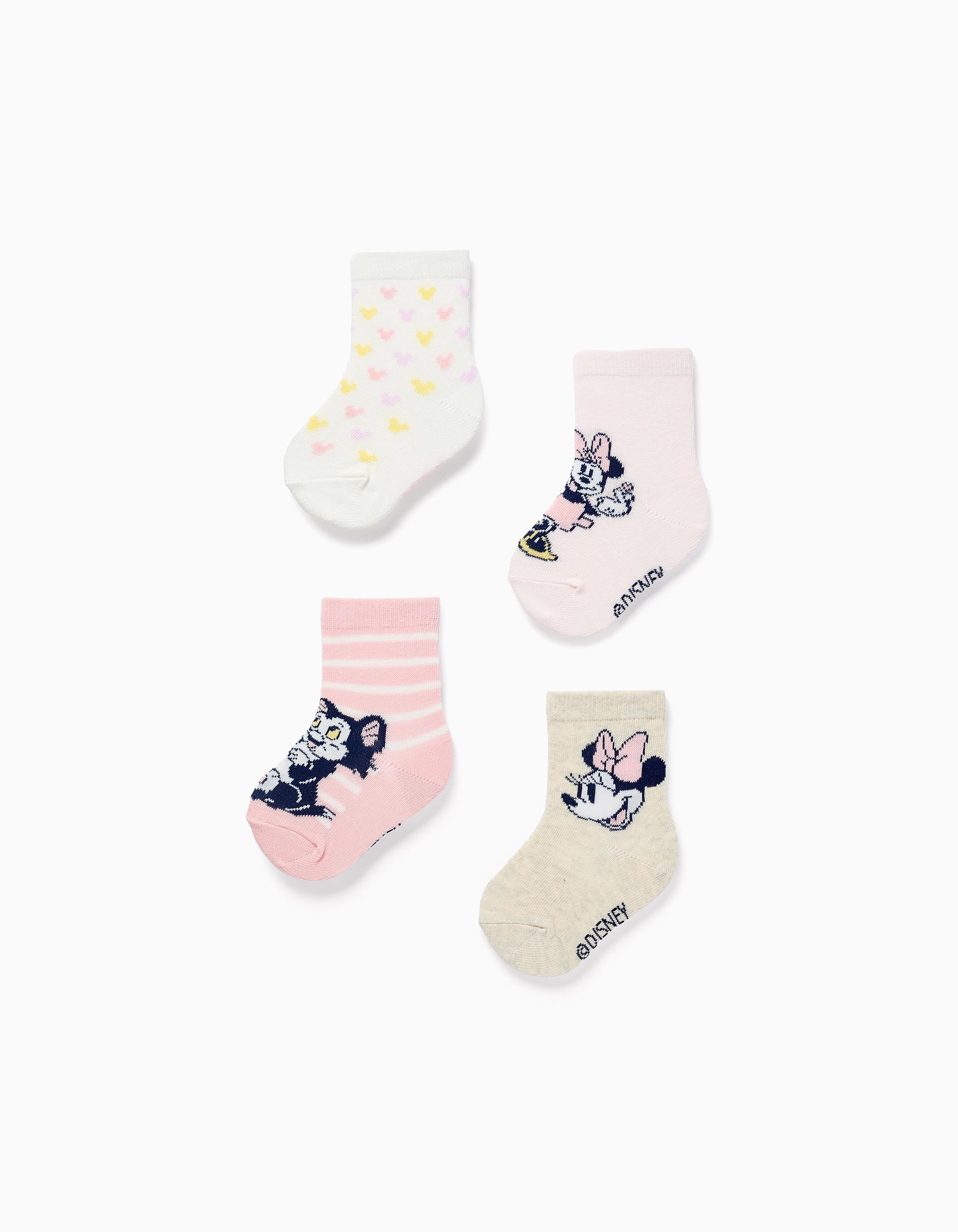 4 paires de chaussettes Minnie et Figaro pour bébé fille, multicolore