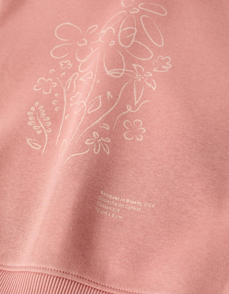 Brushed hooded jacket with floral prints for girls, dusty pink