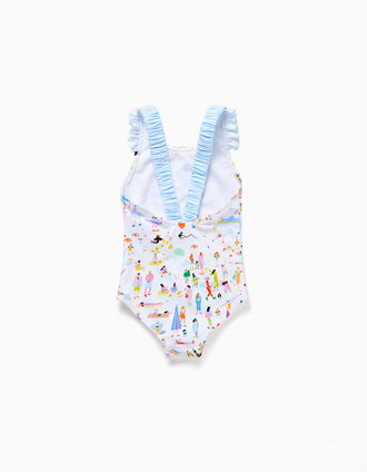 Maillot de bain à imprimé Carolina Celas x Zippy pour bébé fille, blanc