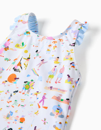 Maillot de bain à imprimé Carolina Celas x Zippy pour bébé fille, blanc