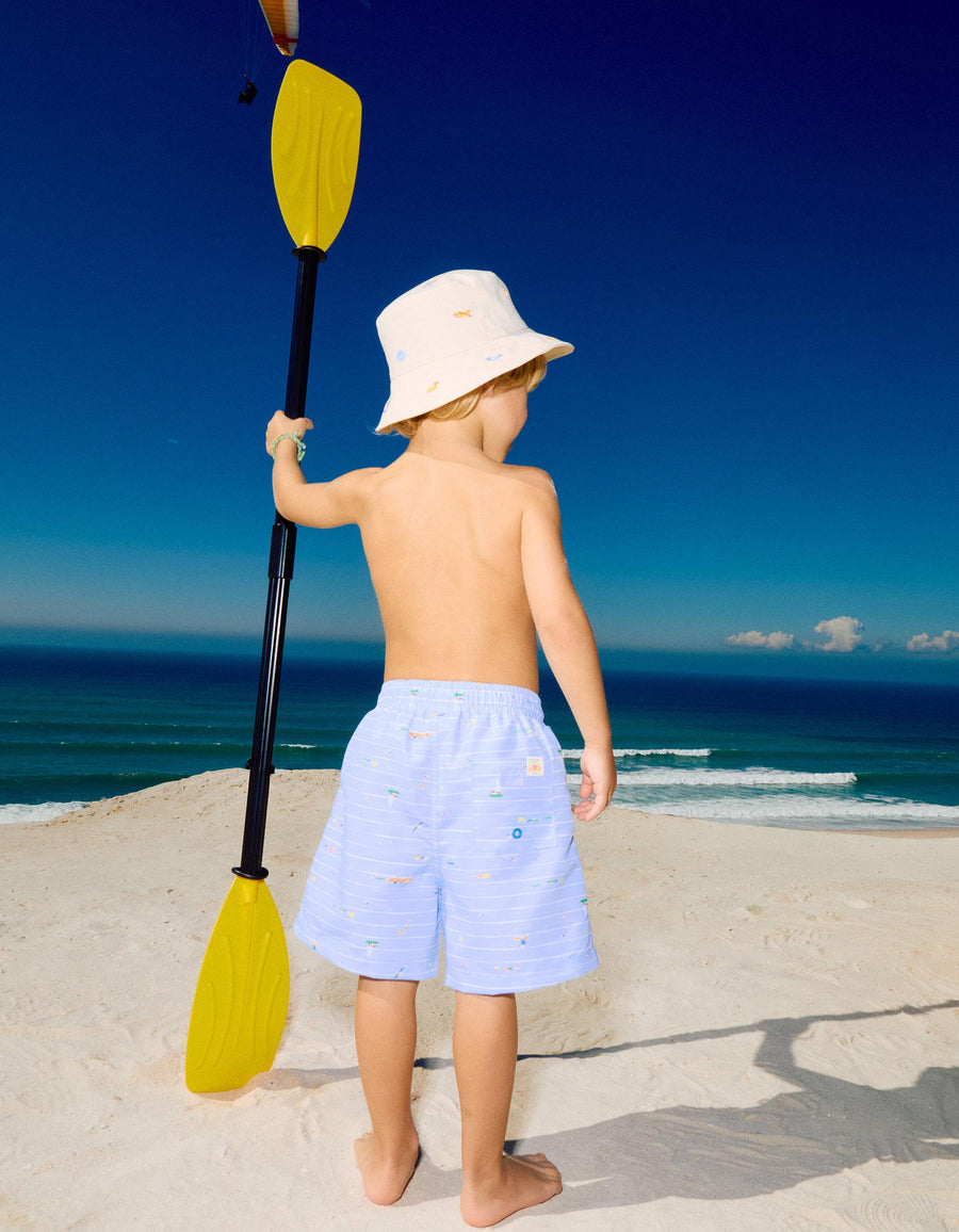 Swim shorts with print Carolina Celas x Zippy for boys, light blue