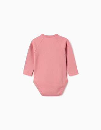 4 bodies de trespasse lisos/estampados para recém-nascida, branco/rosa/verde