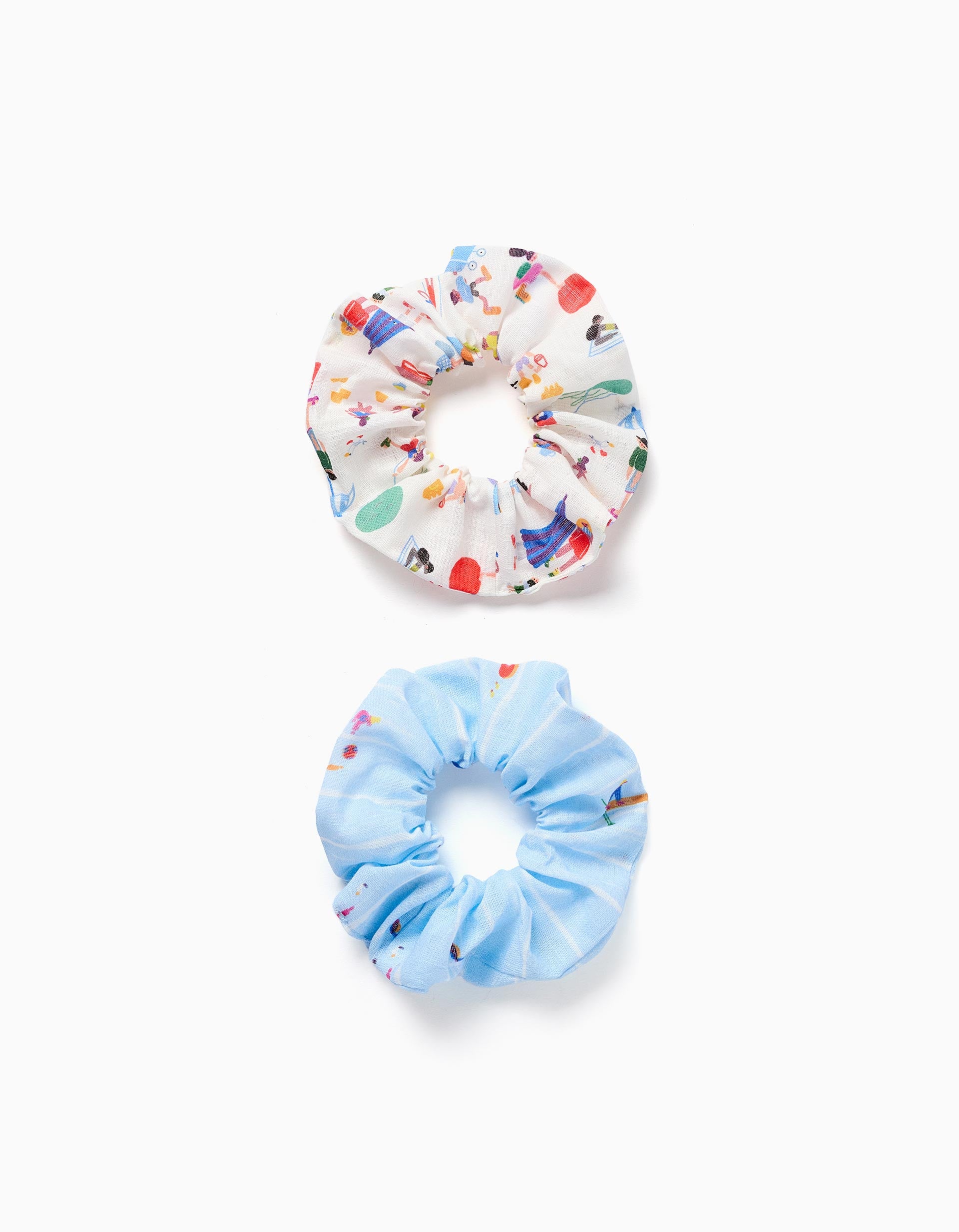 Pack of 2 scrunchies Carolina Celas x Zippy for girls, white/blue