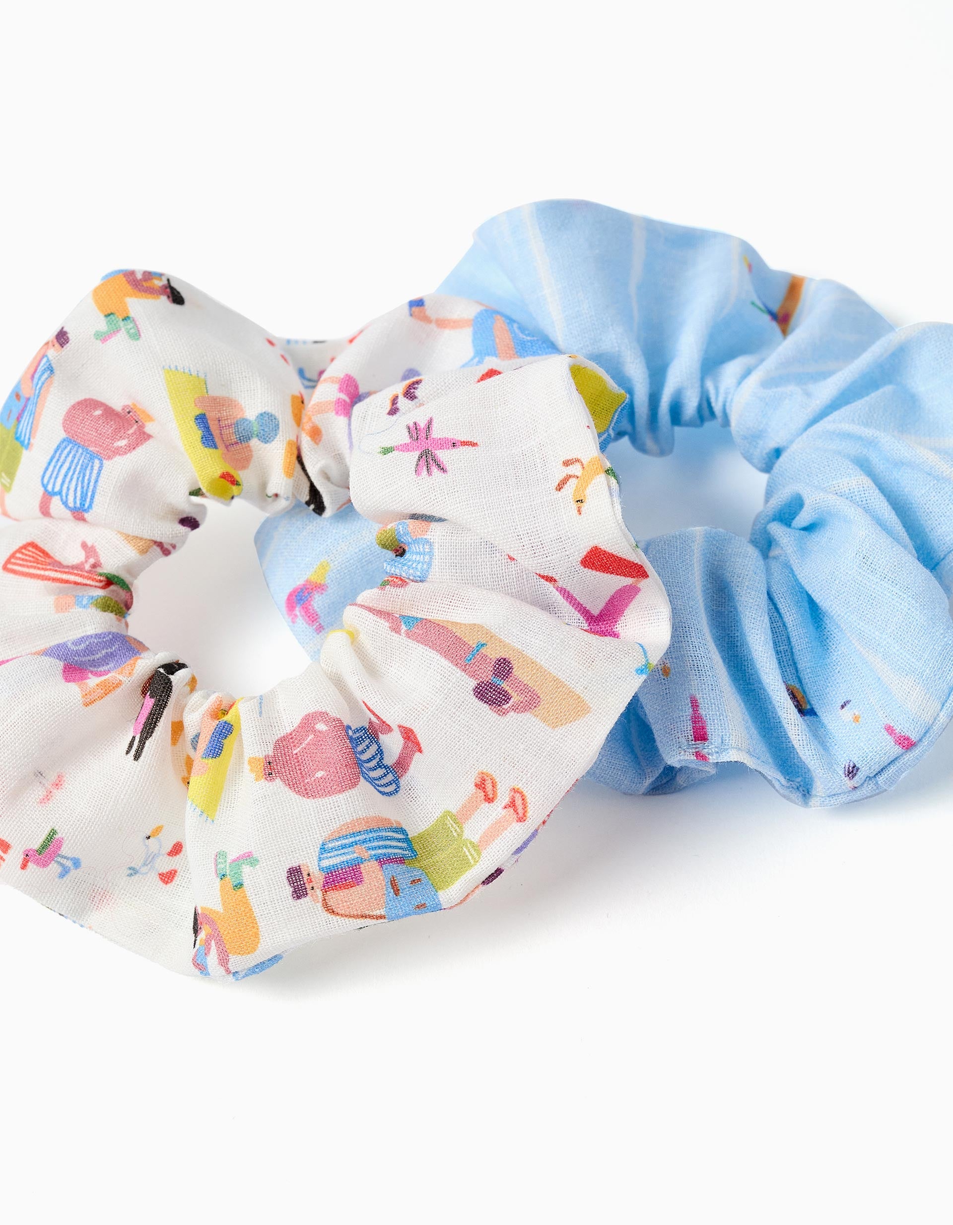 Pack of 2 scrunchies Carolina Celas x Zippy for girls, white/blue