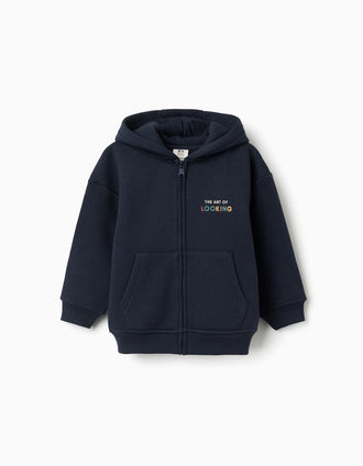 Sweat zippé en coton peigné à capuche Art of Looking pour garçon, bleu