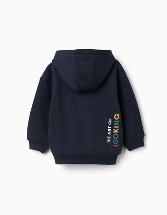 Sweat zippé en coton peigné à capuche Art of Looking pour garçon, bleu