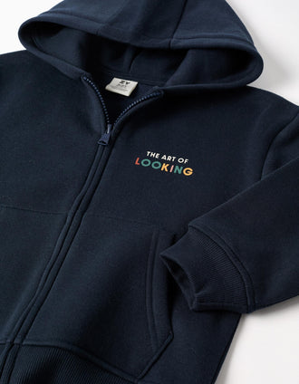 Sweat zippé en coton peigné à capuche Art of Looking pour garçon, bleu