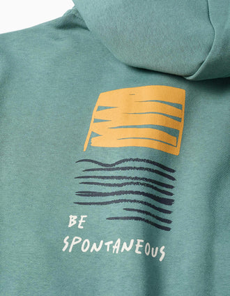 Sweat zippé en coton peigné à capuche Be Spontaneous pour garçon, bleu-vert