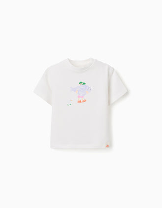T-shirt de algodão Carolina Celas x Zippy para bebé menino, branco