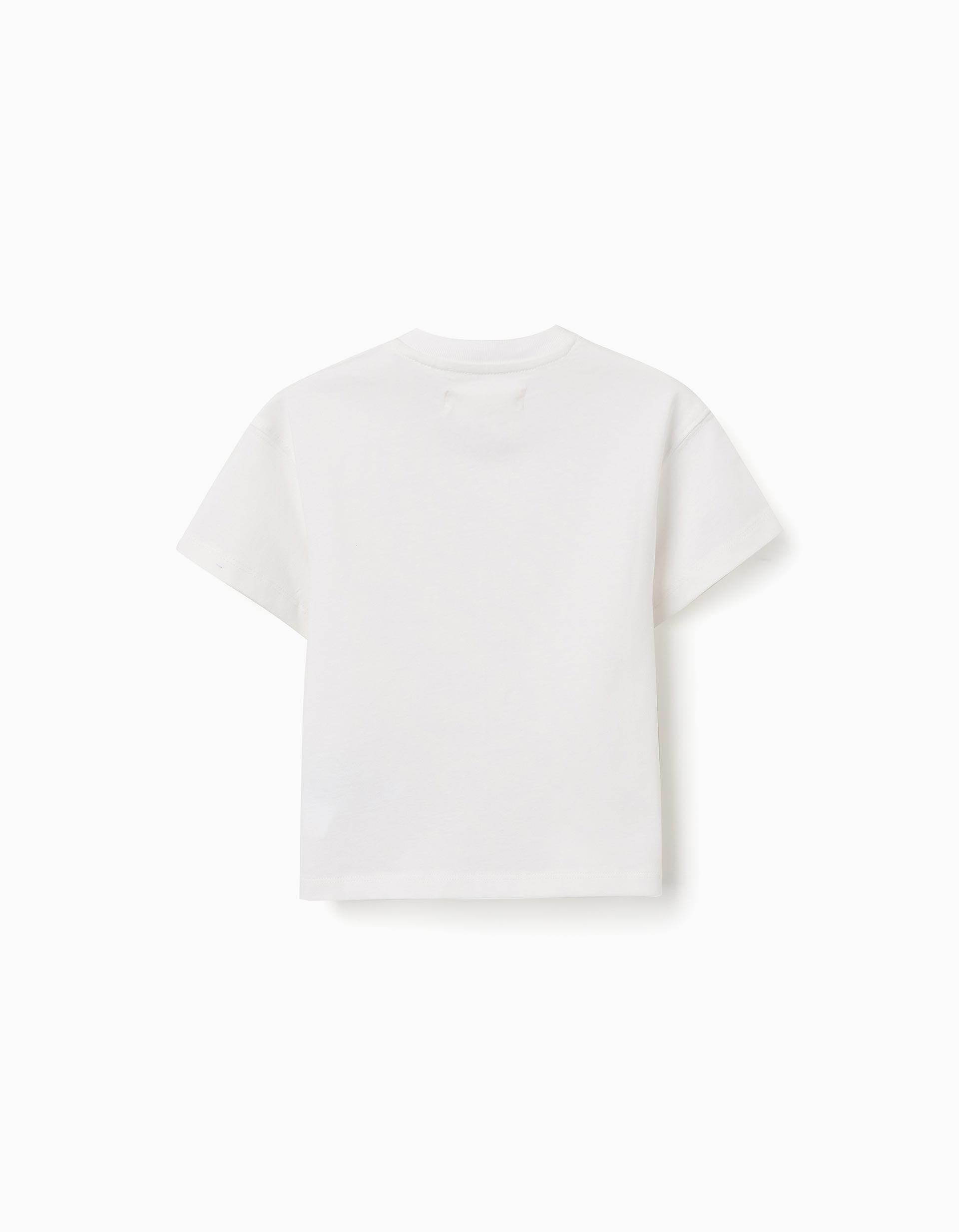 Cotton T-shirt with print Carolina Celas x Zippy for baby boys, white