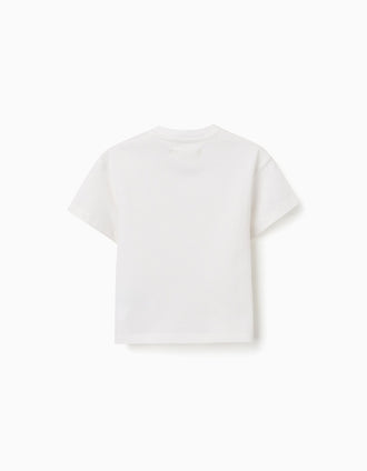 T-shirt de algodão Carolina Celas x Zippy para bebé menino, branco