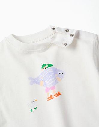 T-shirt de algodão Carolina Celas x Zippy para bebé menino, branco