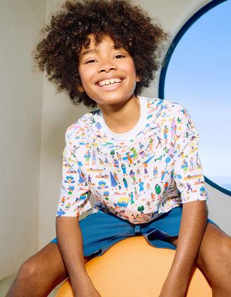 T-shirt en coton avec illustration Carolina Celas x Zippy pour garçon, blanc