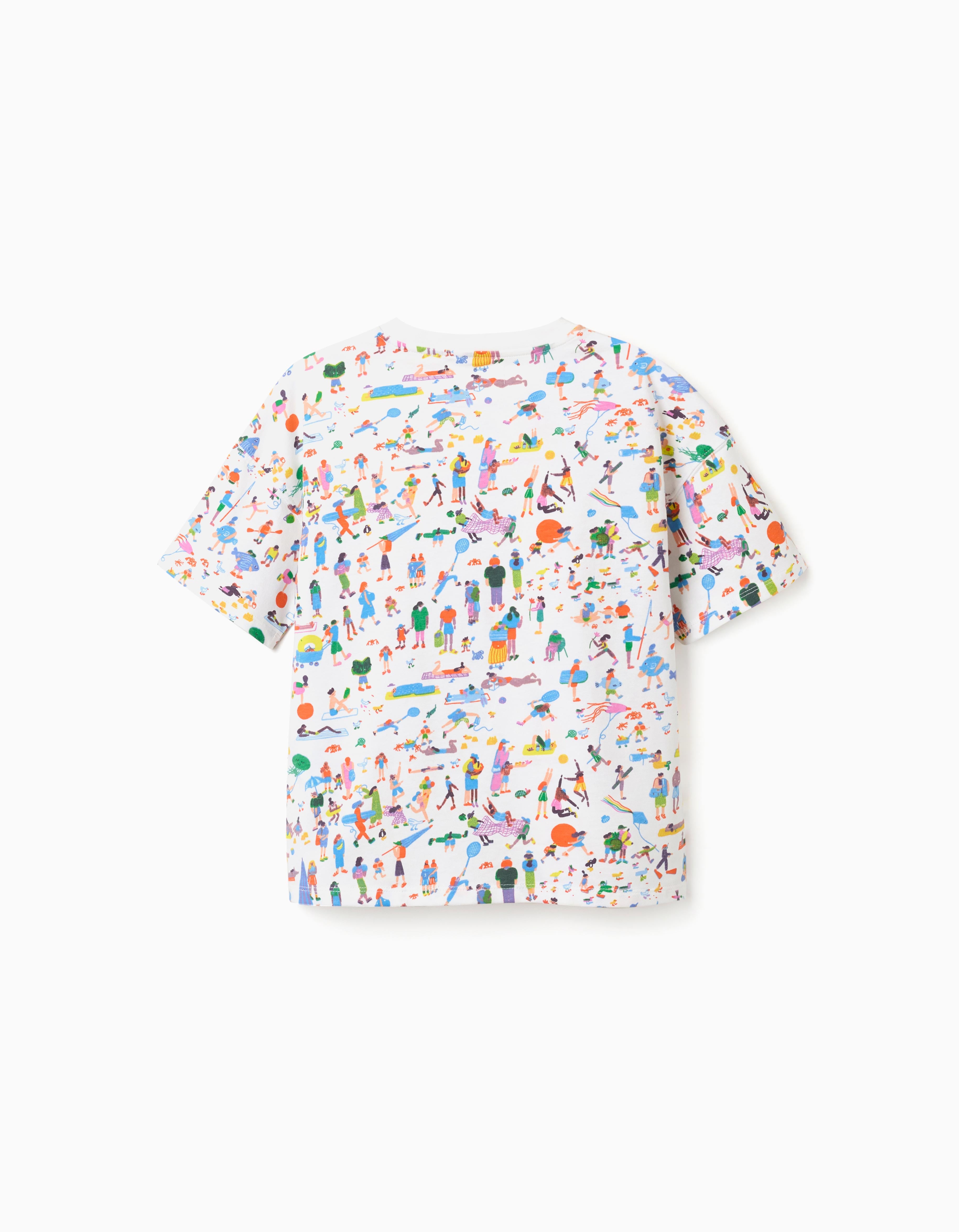 Camiseta con ilustración Carolina Celas x Zippy para niño, blanco