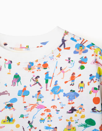 T-shirt en coton avec illustration Carolina Celas x Zippy pour garçon, blanc