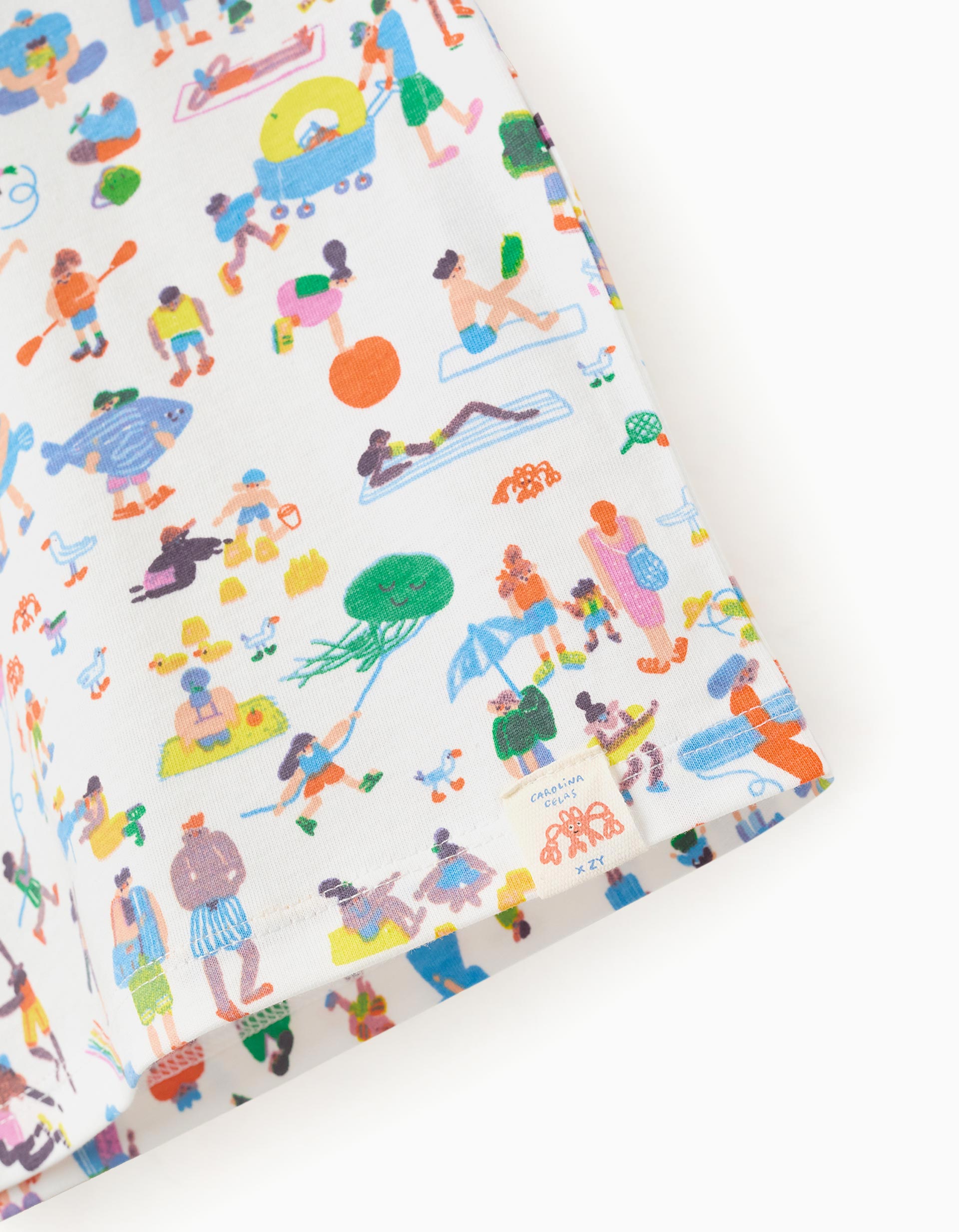 Camiseta con ilustración Carolina Celas x Zippy para niño, blanco