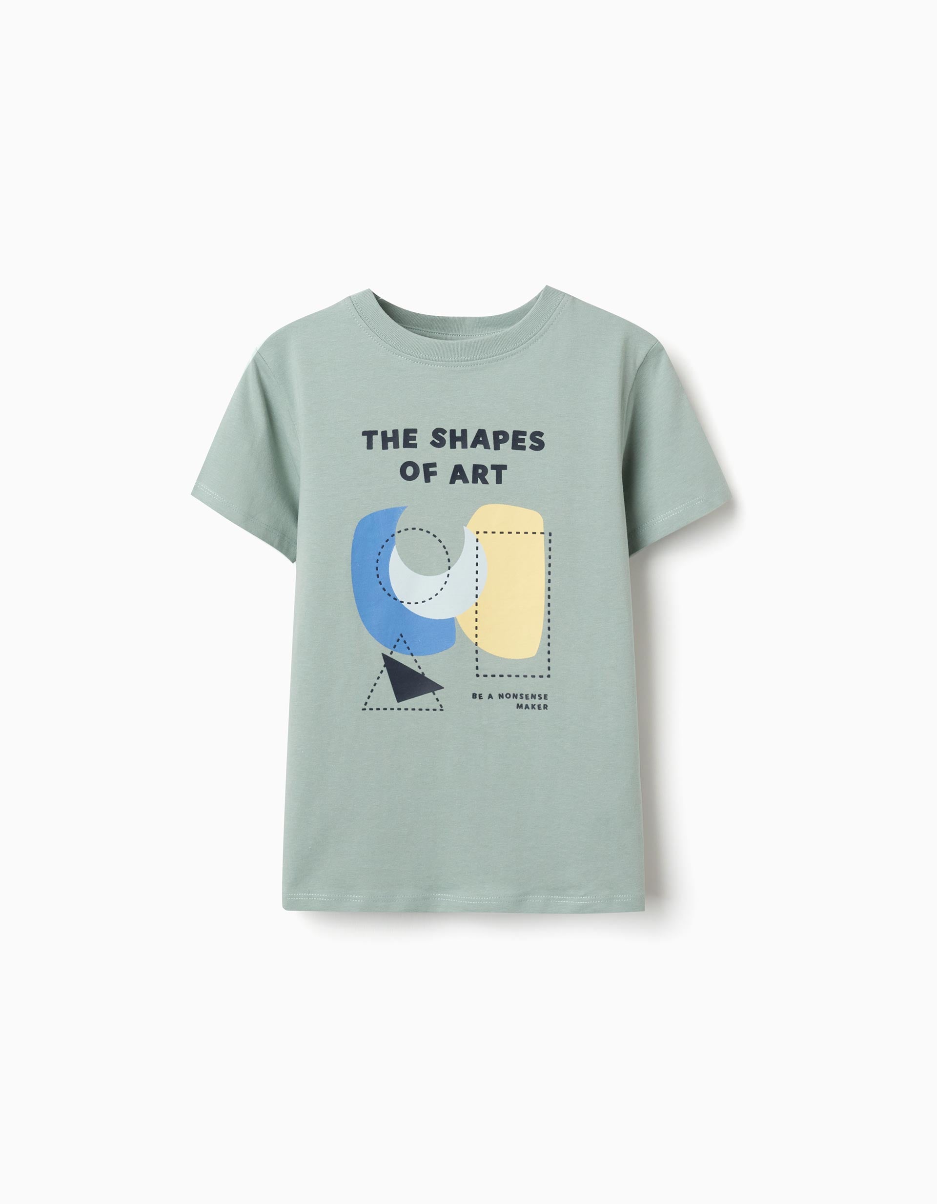 T-shirt en coton avec imprimé formes pour garçon, vert clair