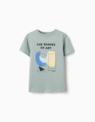 T-shirt en coton avec imprimé formes pour garçon, vert clair