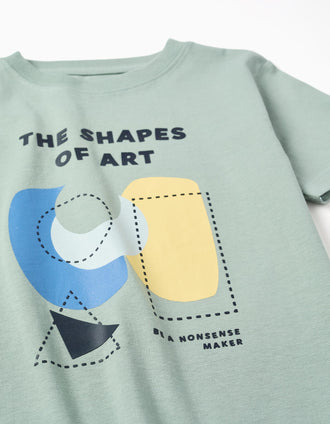 T-shirt en coton avec imprimé formes pour garçon, vert clair