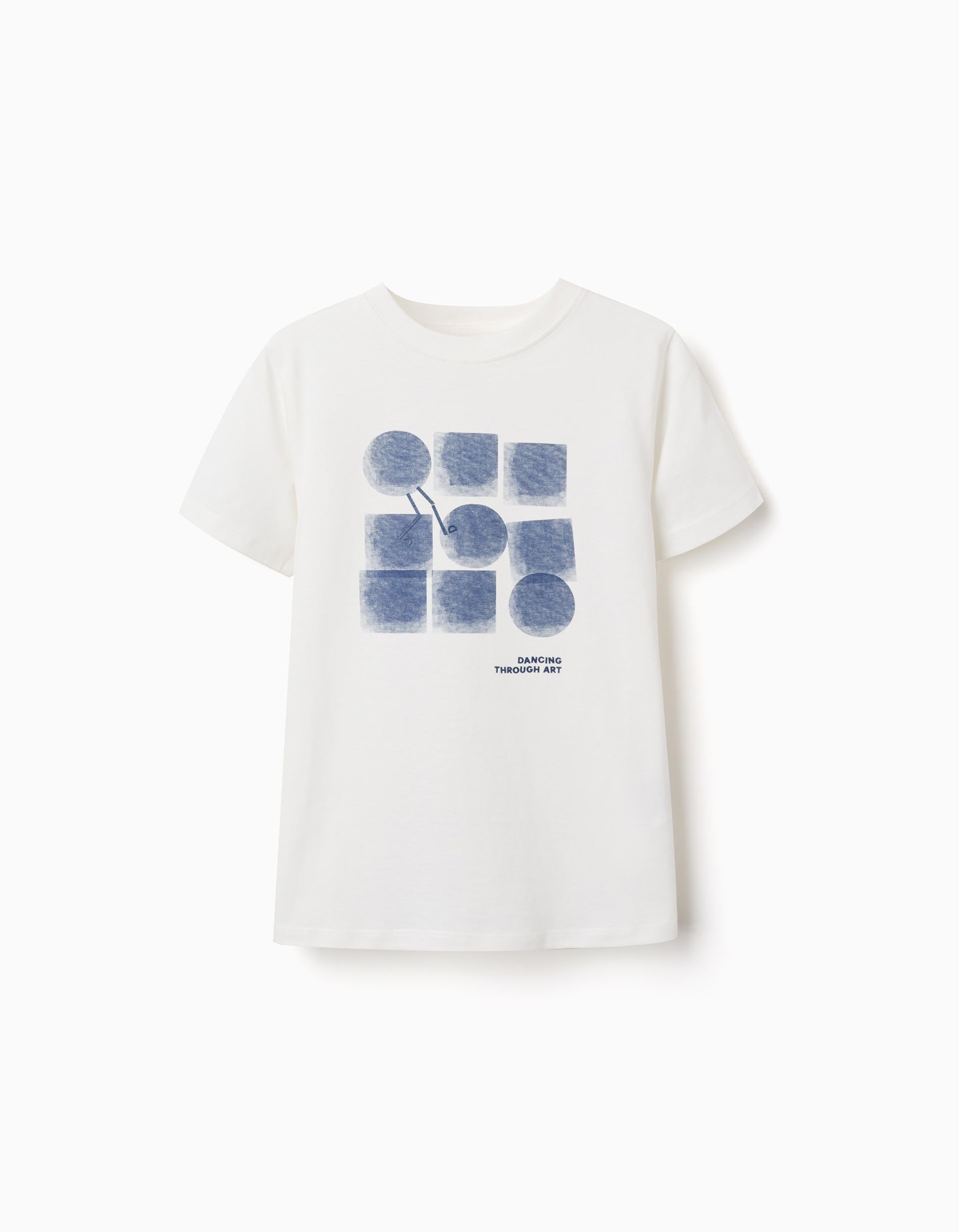 T-shirt en coton avec imprimé formes pour garçon, blanc