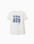 Cotton T-shirt with Shapes print for boys, white